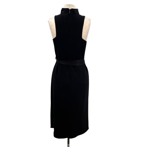 Halston Heritage Draped Neck Satin Gown Dress Midi Sleeveless Black Size 2‎ - Picture 7 of 12